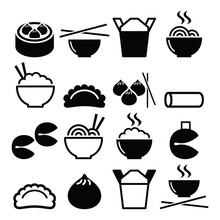 Chinese Take Away Food - Pasta, Rice, Spring Rolls, Fortune Cookies, Dumplings 
