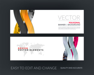 Wall Mural - Vector set of modern horizontal website banners with waves, soft