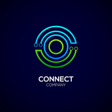  Letter O Logotype Green And Blue Color,Technology And Digital Abstract Dot Connection Vector Logo