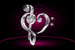 Music note stave and heart violin and bass clef,