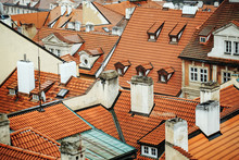 Terracotta Tiled Roofs With Chimneys