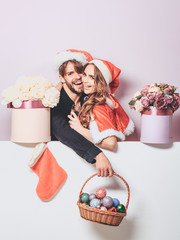 Wall Mural - christmas couple with decoration