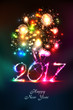 Happy new year 2107 greeting card with fireworks