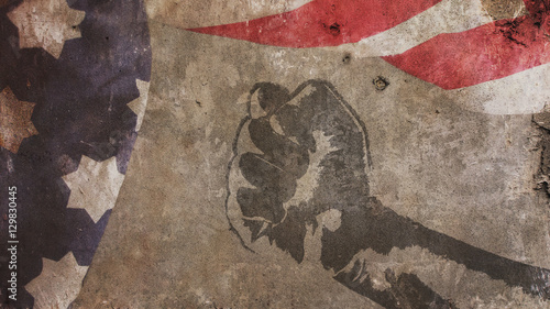 Cuadros en Lienzo Martin Luther King Day. Flag Concrete and Fist