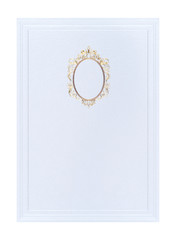 Invitation The embossed paper, wedding card White Paper Metal Metallic and Gold Louis Frame.