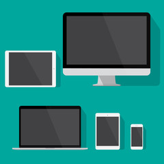 Poster - modern technology device flat design vector drawing minimalist style