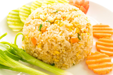 Canvas Print - Fried rice with crab meat in white plate