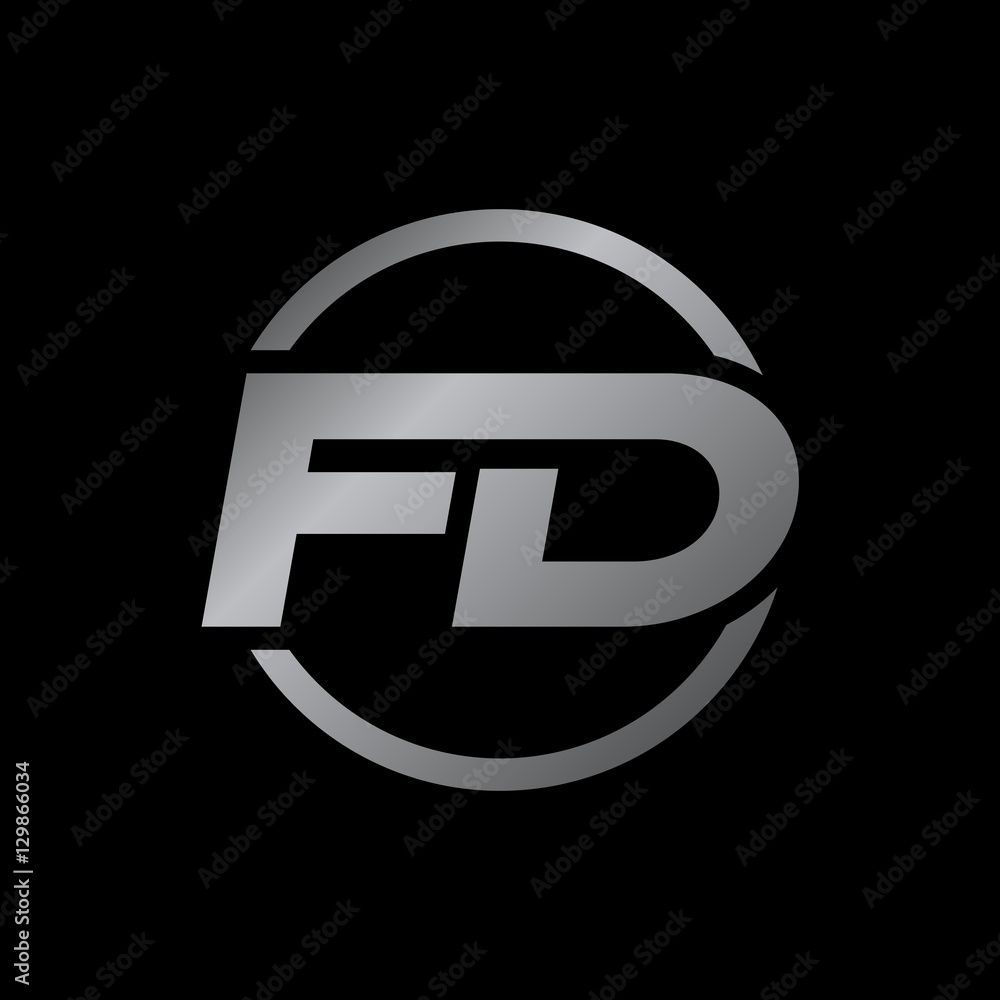 initial letter logo with circle silver color FD Stock Vector | Adobe Stock