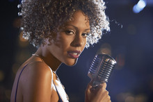 Closeup Of A Female Jazz Singer On Stage