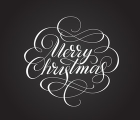 Wall Mural - Merry christmas hand drawn lettering