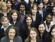 © MDBPIXS - Elevated view of a group of smiling multiethnic businesswomen