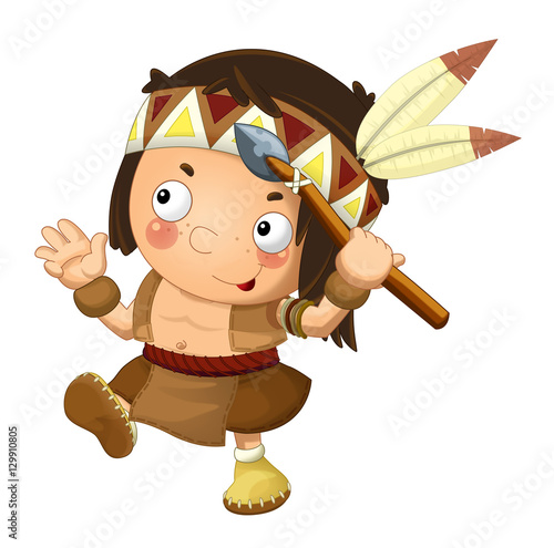 Cartoon indian character - isolated - illustration for children Stock