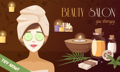 Canvas Print - Spa Beauty Salon Cartoon Template