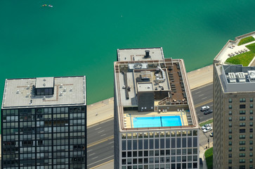 Wall Mural - Chicago skyline aerial view