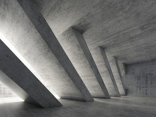  3d concrete interior with diagonal columns