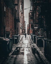 Dark Alley In Boston, Massachusetts.