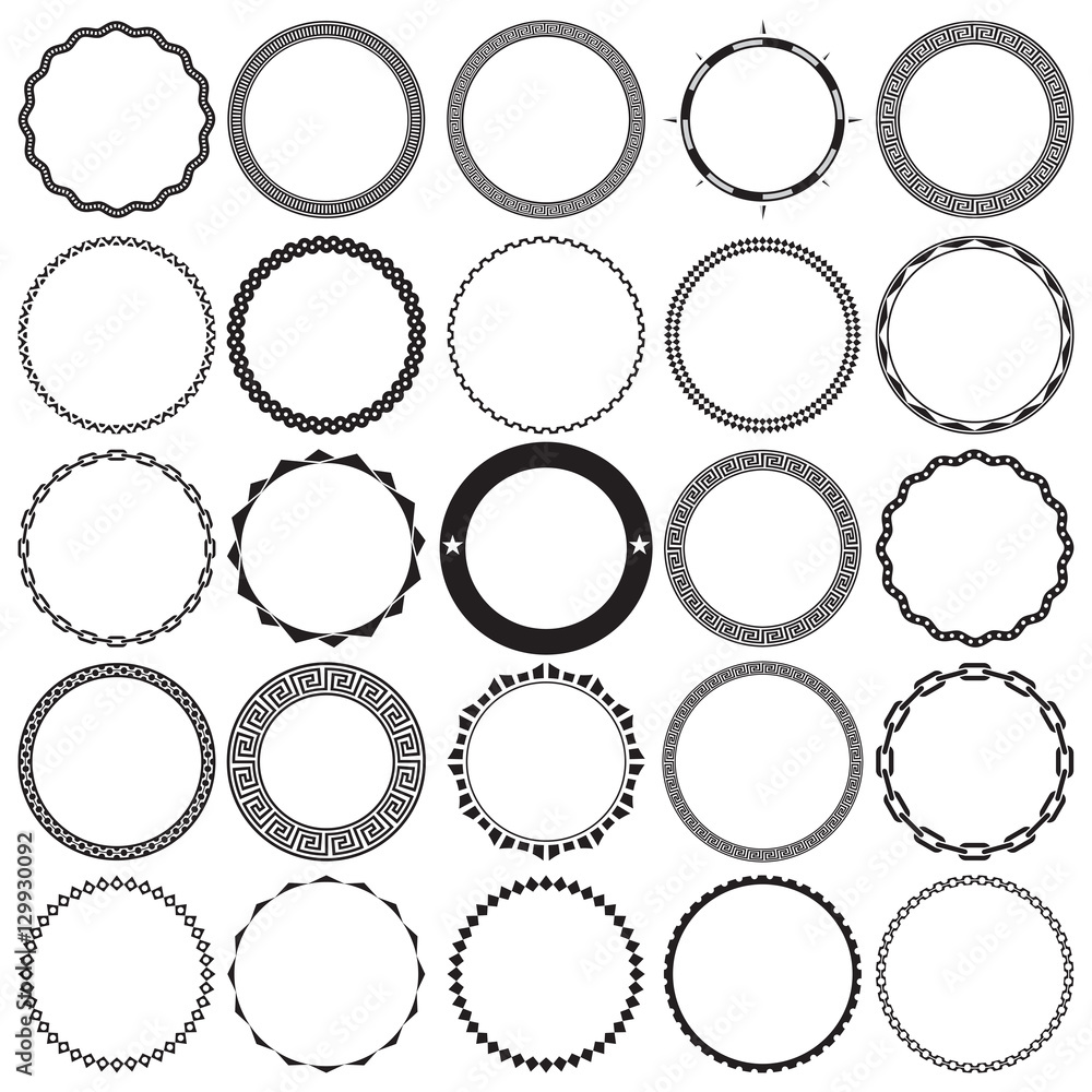 Collection of Round Decorative Ornamental Border Frames with Clear ...