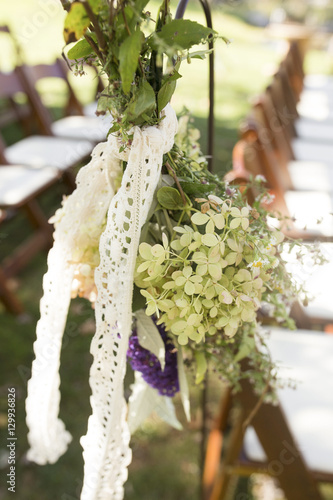 Wedding Photography Wildflower Arrangement Hanging From A