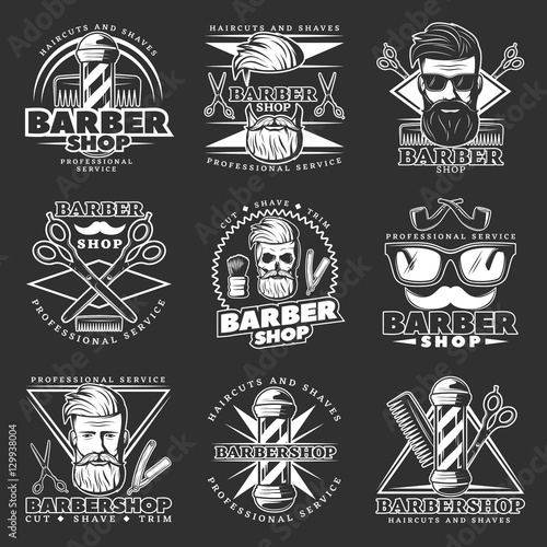 Barber Hipster Emblem Set