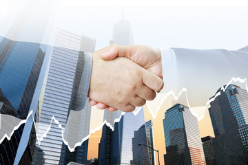 Aufkleber - Closeup of handshake on urban background 