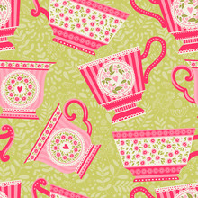 Seamless Pattern With A Teacup. Tea Party