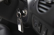 Closeup of car ignition with key
