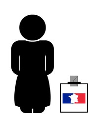 Sticker - Urne de vote en France et une femme