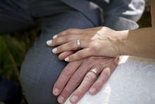 Bride And Groom's Hands With Wedding Rings