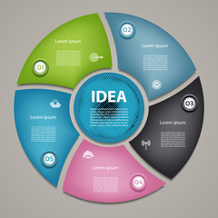 Wall Mural - Vector circle infographic. Template for cycle diagram, graph, presentation and round chart. Business concept with 5  options, parts, steps or processes. Abstract background