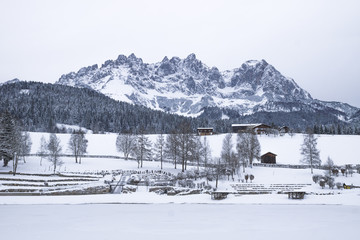 Wilder Kaiser covered with snow, Going am Wilden Kaiser