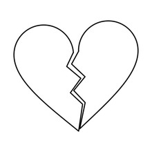 Heart Broken Sad Separation Outline Vector Illustration Eps 10