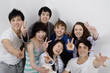 © MDBPIXS - Group portrait of young friends showing peace sign