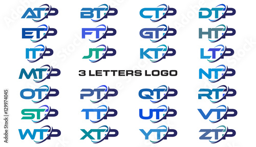 3 Letters Modern Generic Swoosh Logo Atp Btp Ctp Dtp Etp Ftp Gtp Htp Itp Jtp