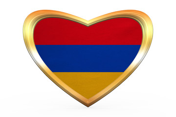 Sticker - Flag of Armenia in heart shape, golden frame