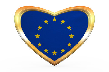 Sticker - Flag of Europe in heart shape, golden frame