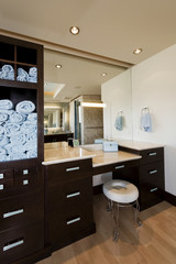 Wall Mural - Interior of modern bathroom with cabinets and stool