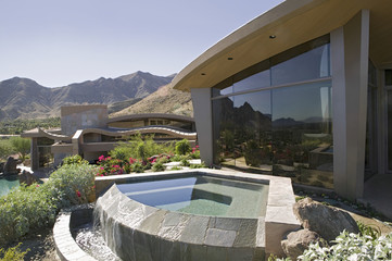 Exterior of modern house with plunge pool