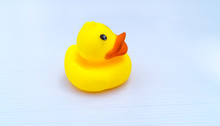 Small Baby Duck Toys In White Background 
