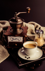 Wall Mural - Coffee. Concept. Old mill. Retro style. Vintage. Beans.