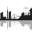 Kiev City skyline black and white silhouette