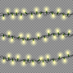 Poster - christmas lights luminous garland isolated realistic design elem