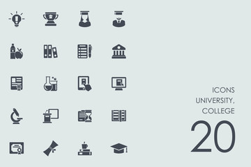 Poster - Set of university, college icons