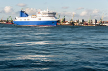 Sea Ferry Go In The Port