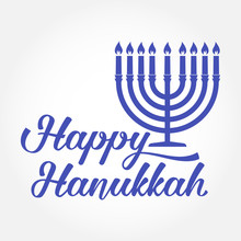 Happy Hanukkah Greeting Card. Typography Design.