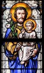 Wall Mural - Stained Glass - Saint Joseph and Jesus as a Child