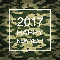 Wall Mural - 2017 Happy New Year card in military style. Vector