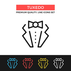 Wall Mural - Vector tuxedo icon. Suit with bow tie concept. Thin line icon