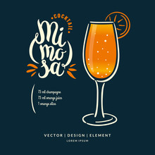 Modern Hand Drawn Lettering Label For Cocktail.