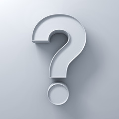 Leinwandbilder - White question mark on white wall background abstract with shadow 3D rendering