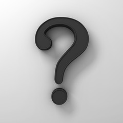 Leinwandbilder - Black question mark on white background abstract with shadow 3D rendering